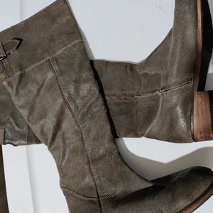 Brown leather boots